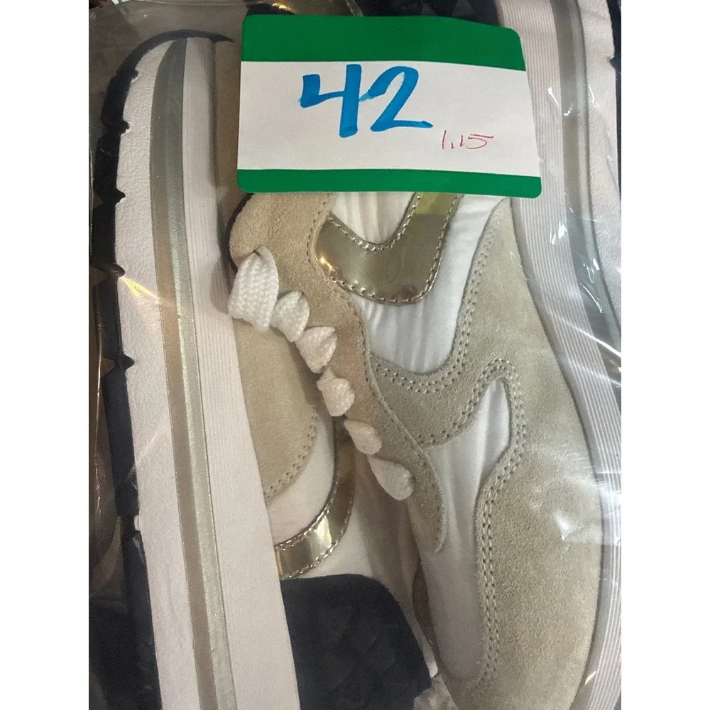 Voile Blanche Womens Metallic Gold Mesh Platform Sneakers Trainers Size 38